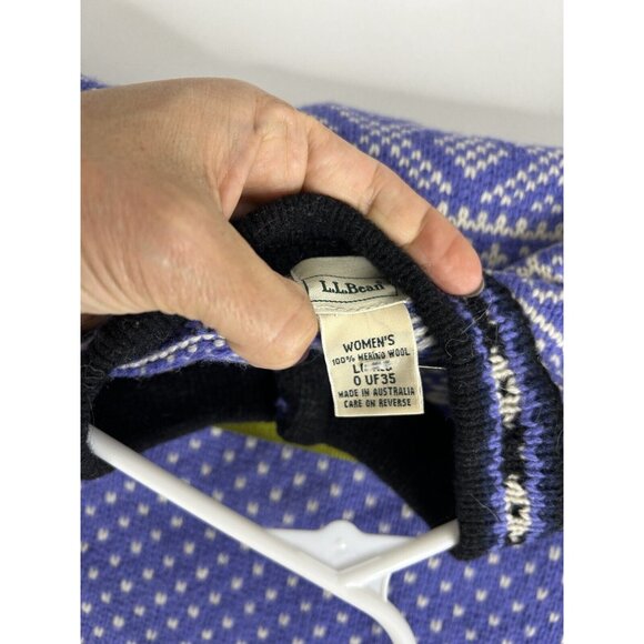 Vintage LL Bean Purple Nordic Lambswool Knit Embossed Button Sweater Size L EUC - Picture 10 of 10